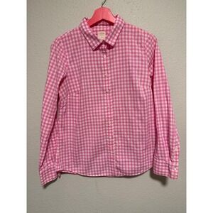 J.Crew The Perfect Shirt Pink White Gingham Check Button Down Long Sleeve Top 12